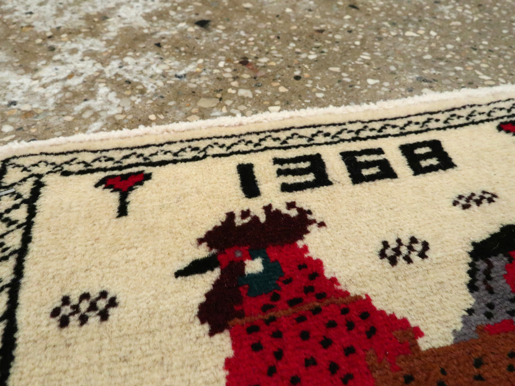 Vintage Persian Baluch Pictorial Rug, No.24928 - Gss