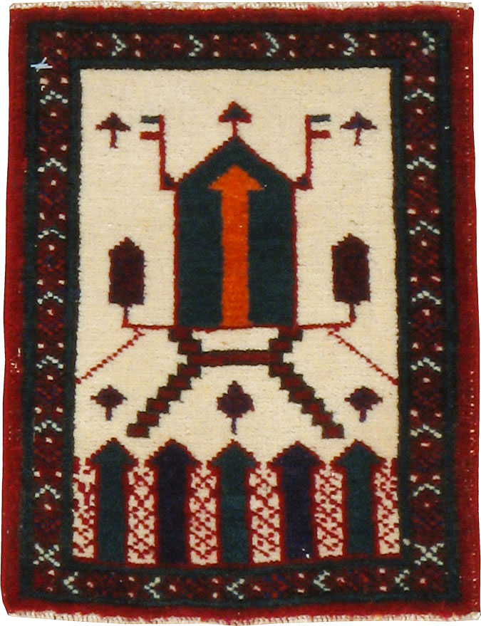 Vintage Persian Baluch Pictorial Rug, No.24932 - Gss