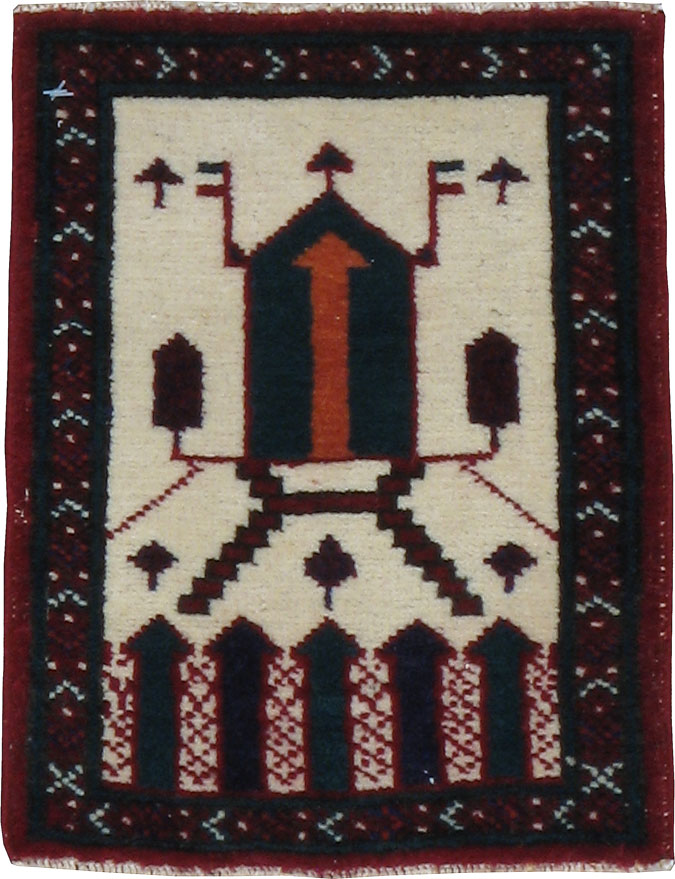 Vintage Persian Baluch Pictorial Rug, No.24932 - Gss