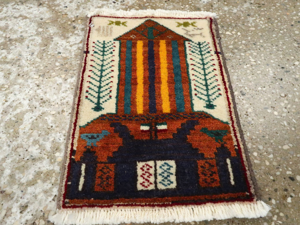 Vintage Persian Baluch Pictorial Rug, No.24937 - Gss