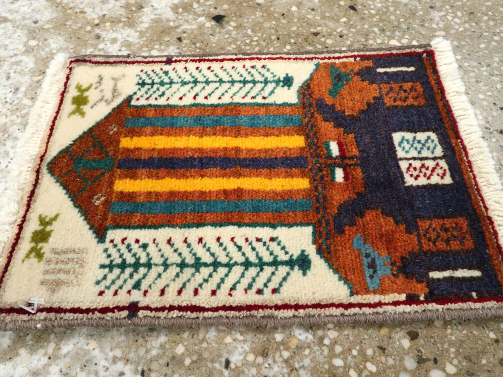 Vintage Persian Baluch Pictorial Rug, No.24937 - Gss
