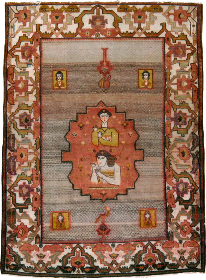 Vintage Persian Malayer Pictorial Rug, No.24943 - Gss