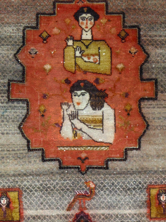 Vintage Persian Malayer Pictorial Rug, No.24943 - Gss