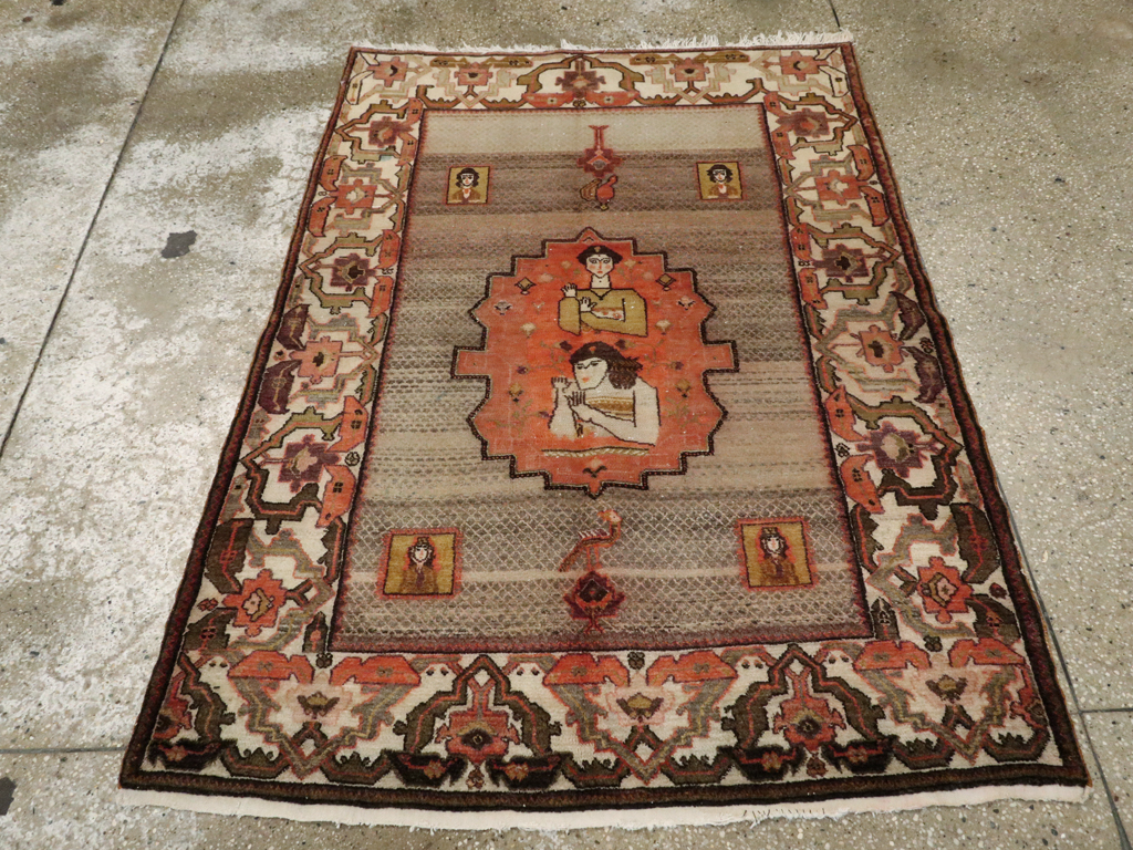 Vintage Persian Malayer Pictorial Rug, No.24943 - Gss