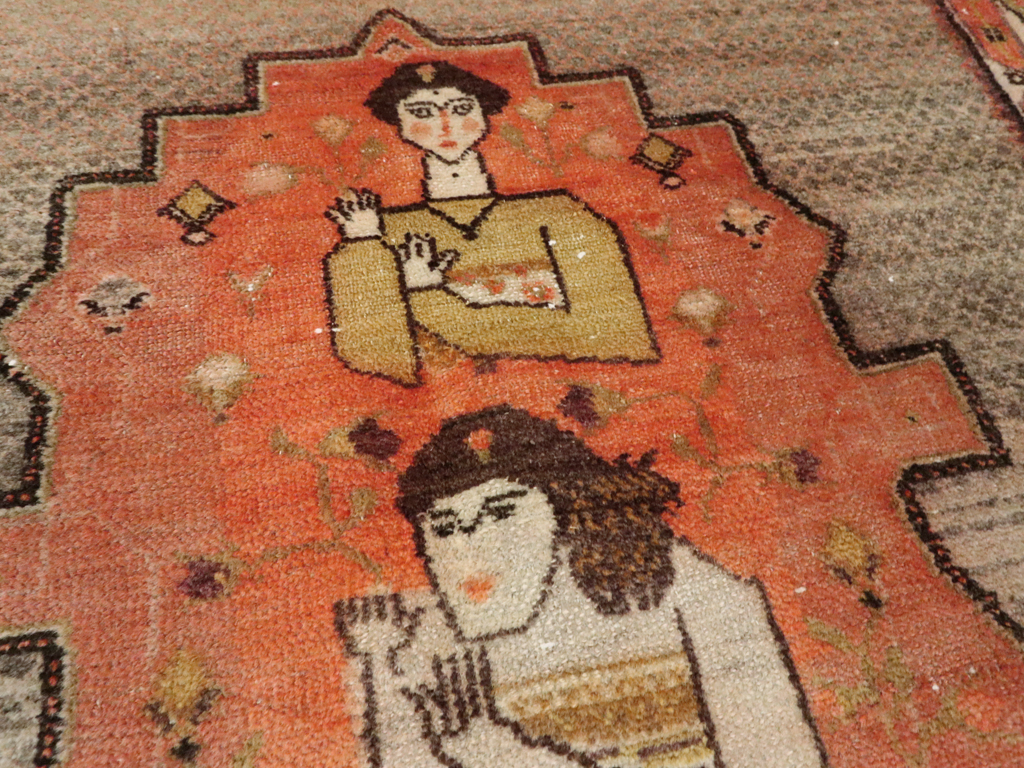 Vintage Persian Malayer Pictorial Rug, No.24943 - Gss