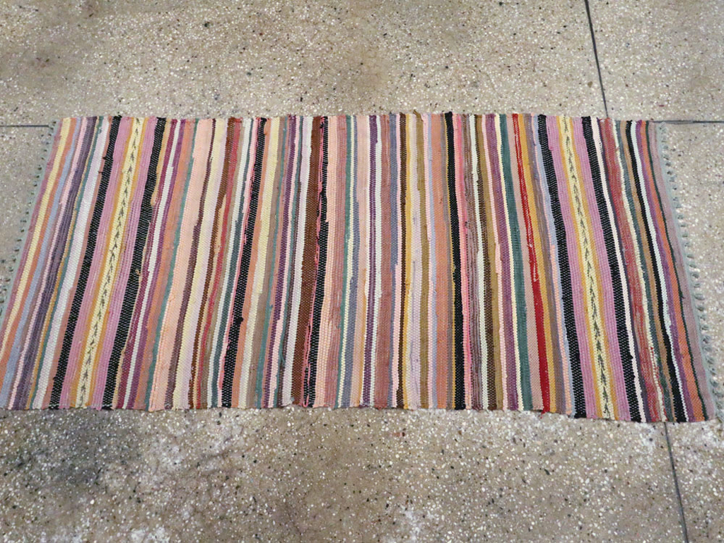 Vintage American Rag Rug, No.24971 - Gss