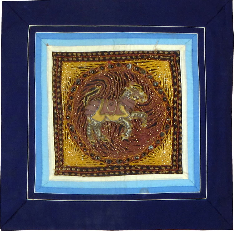 Burmese High Relief Richly Embroidered and Beaded Tapestry, No.24974 - Gss