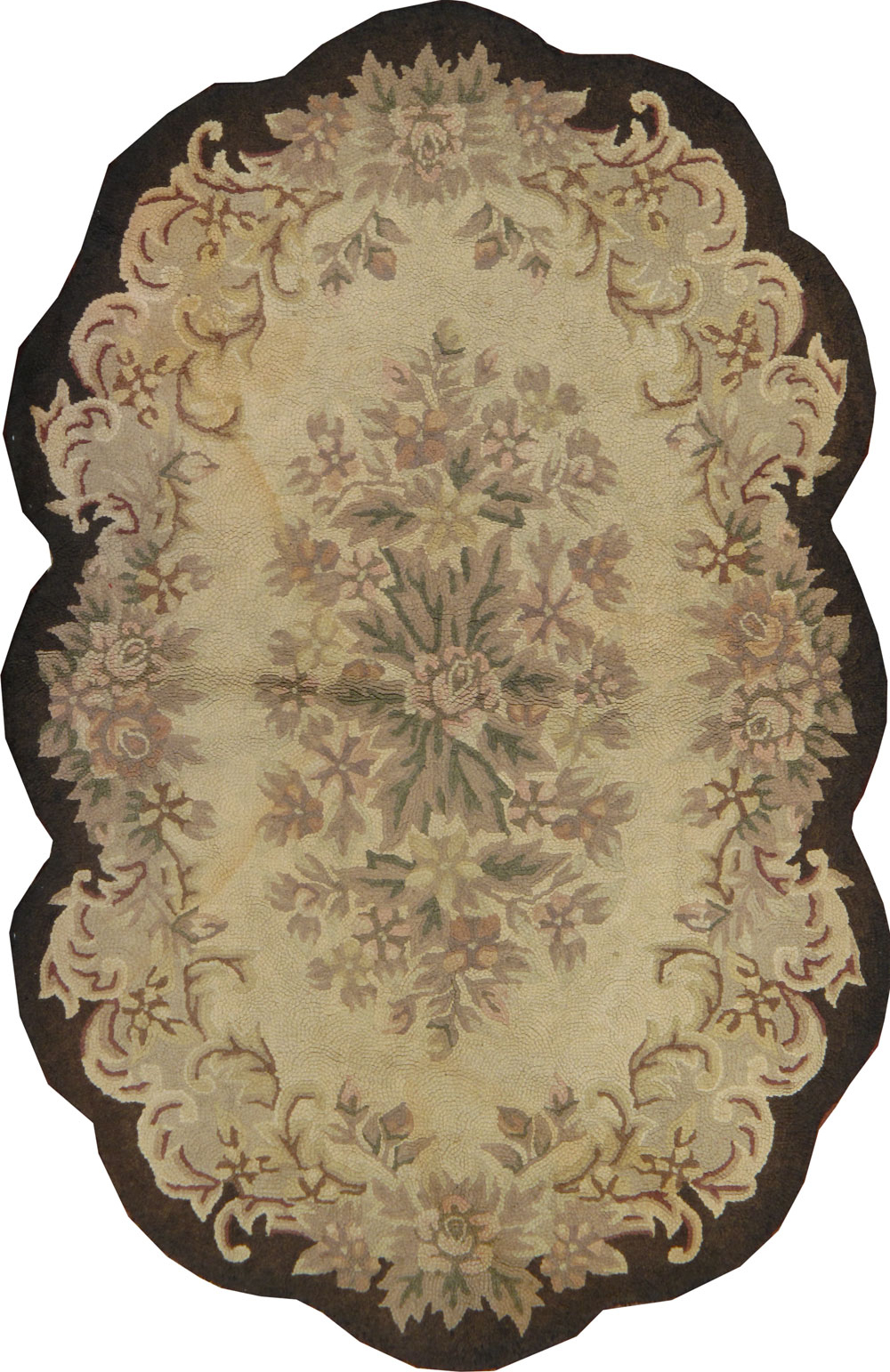 Vintage American Hooked Round Throw Rug, No.24977 - Gss