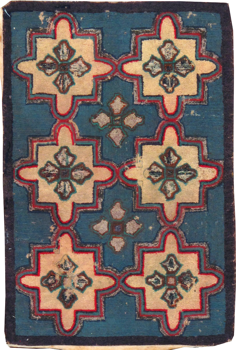 Vintage American Hooked Throw Rug, No.24984 - Gss