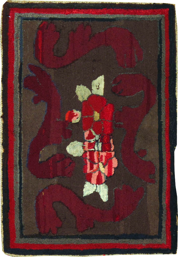 Vintage American Hooked Throw Rug, No.24990 - Gss