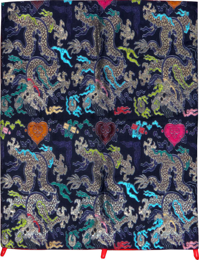 Vintage Burmese Dragon High Relief Richly Embroidered Tapestry, No.24992 - Gss