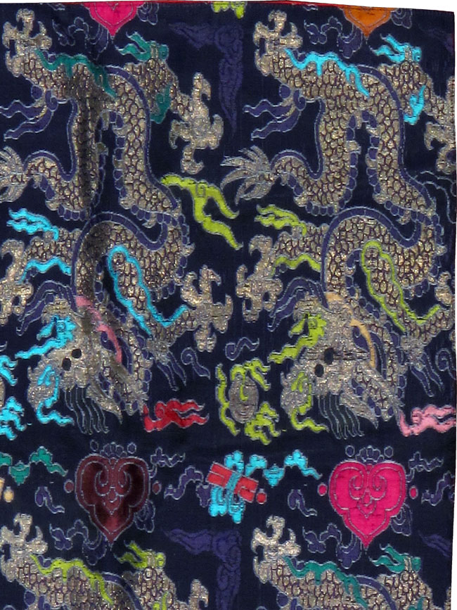 Vintage Burmese Dragon High Relief Richly Embroidered Tapestry, No.24992 - Gss