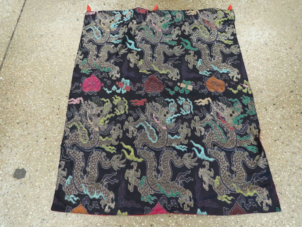 Vintage Burmese Dragon High Relief Richly Embroidered Tapestry, No.24992 - Gss