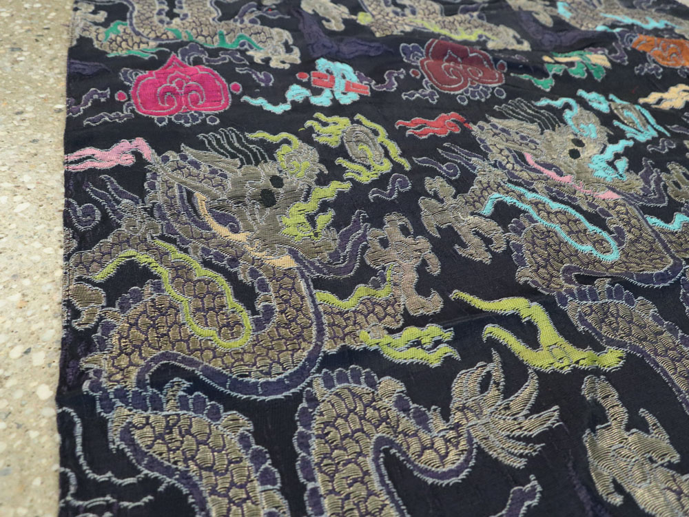 Vintage Burmese Dragon High Relief Richly Embroidered Tapestry, No.24992 - Gss