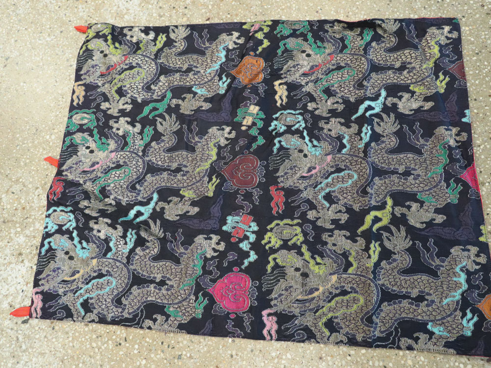 Vintage Burmese Dragon High Relief Richly Embroidered Tapestry, No.24992 - Gss