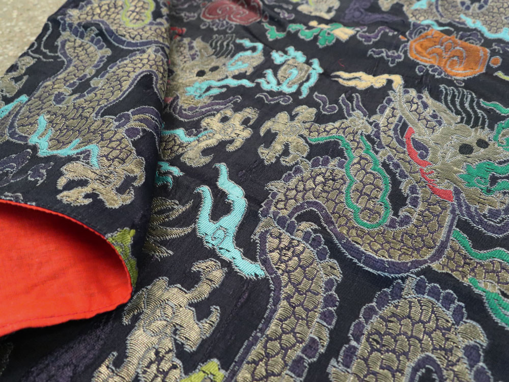 Vintage Burmese Dragon High Relief Richly Embroidered Tapestry, No.24992 - Gss