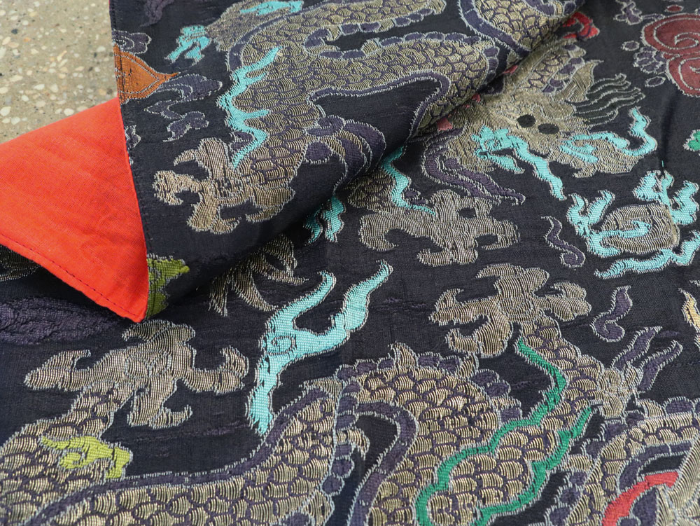 Vintage Burmese Dragon High Relief Richly Embroidered Tapestry, No.24992 - Gss
