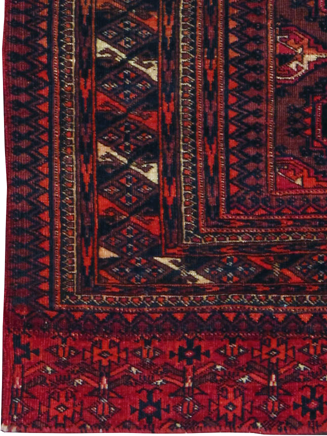 Antique Central Asian Turkoman Throw Rug, No.24994 - Gss