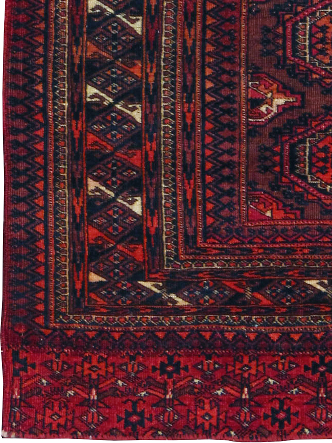 Antique Central Asian Turkoman Throw Rug, No.24994 - Gss