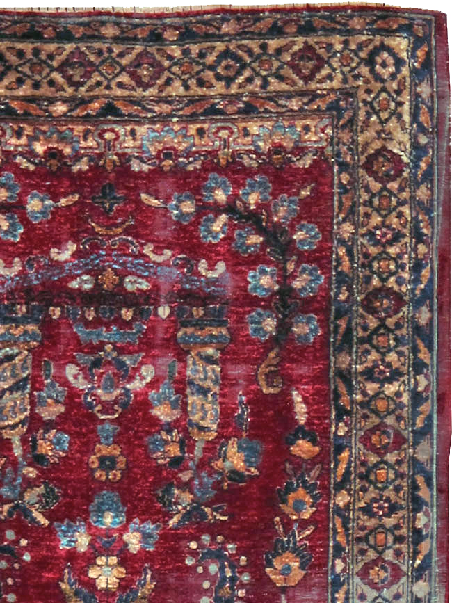 Antique Persian Silk Kashan Rug, No.24997 - Gss