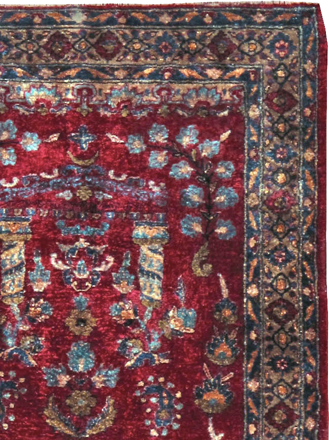 Antique Persian Silk Kashan Rug, No.24997 - Gss