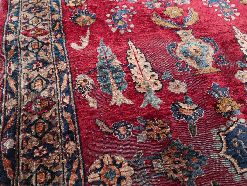 Antique Persian Silk Kashan Rug, No.24997 - Gss