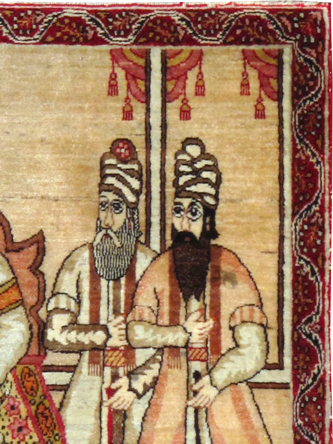 Antique Persian Lavar Kerman Pictorial Rug, No.24999 - Gss