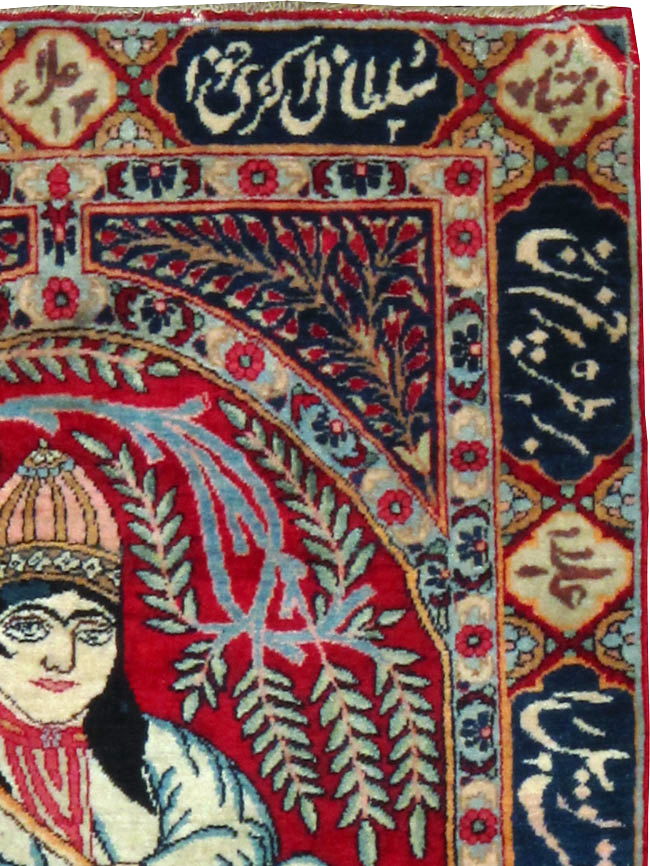 Antique Persian Lavar Kerman Pictorial Rug, No.25000 - Gss