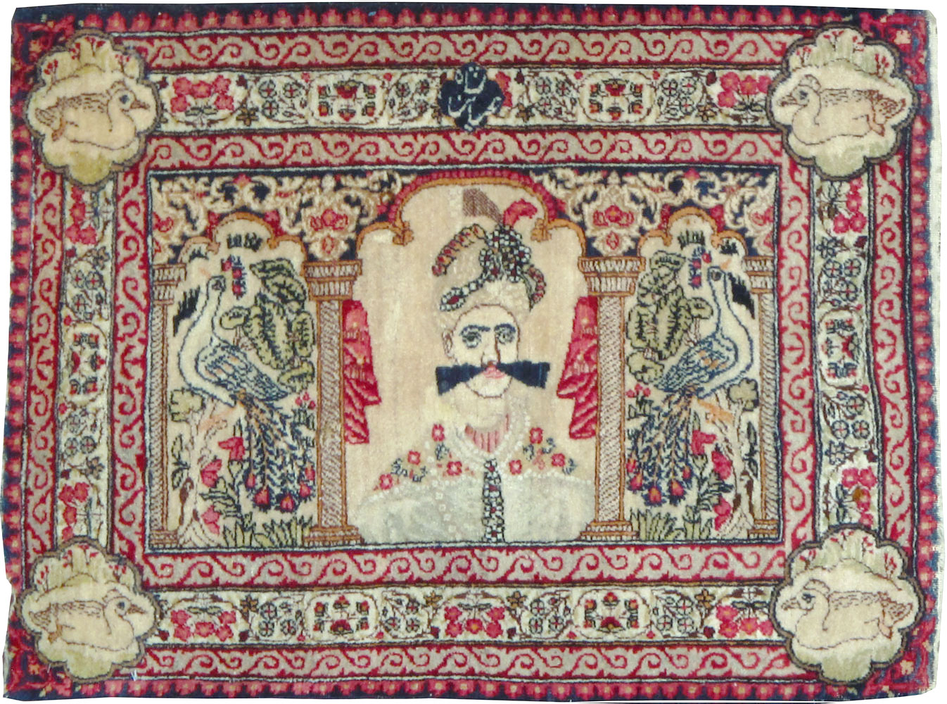 Antique Persian Lavar Kerman Pictorial Rug, No.25002 - Gss