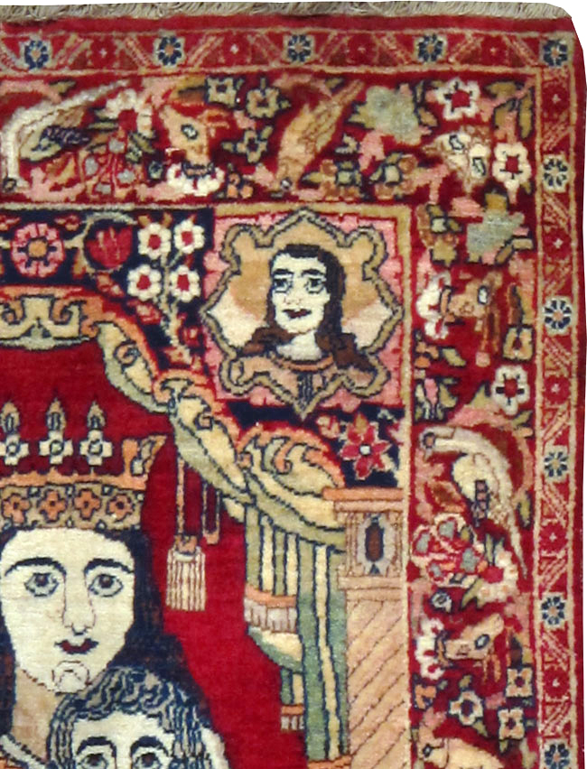 Antique Persian Lavar Kerman Pictorial Rug (Pair: 1 of 2), No.25004 - Gss