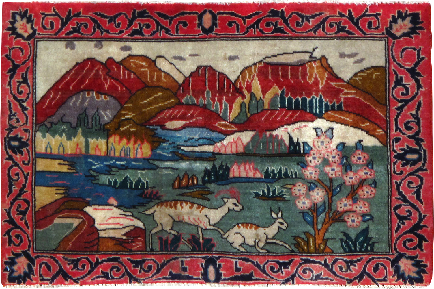 Vintage Persian Tabriz Pictorial Rug, No.25009 - Gss