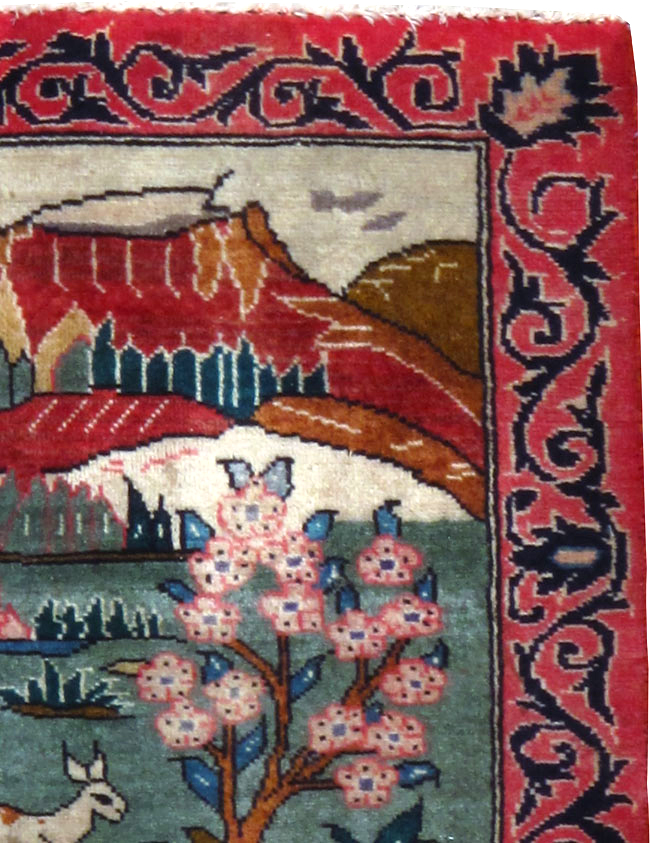 Vintage Persian Tabriz Pictorial Rug, No.25009 - Gss