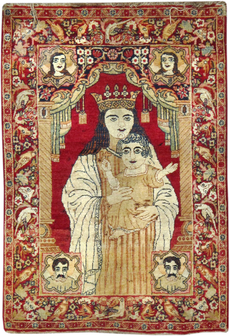 Antique Persian Lavar Kerman Pictorial Rug, No.25010 - Gss