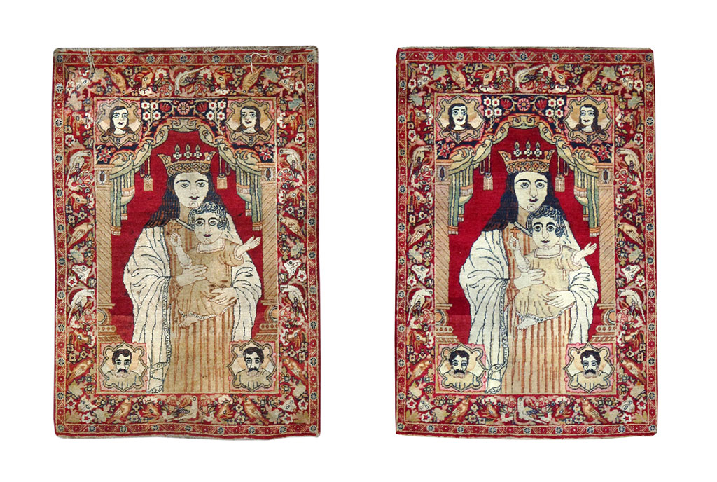Antique Persian Lavar Kerman Pictorial Rug (Pair: 2 of 2), No.25010 - Gss