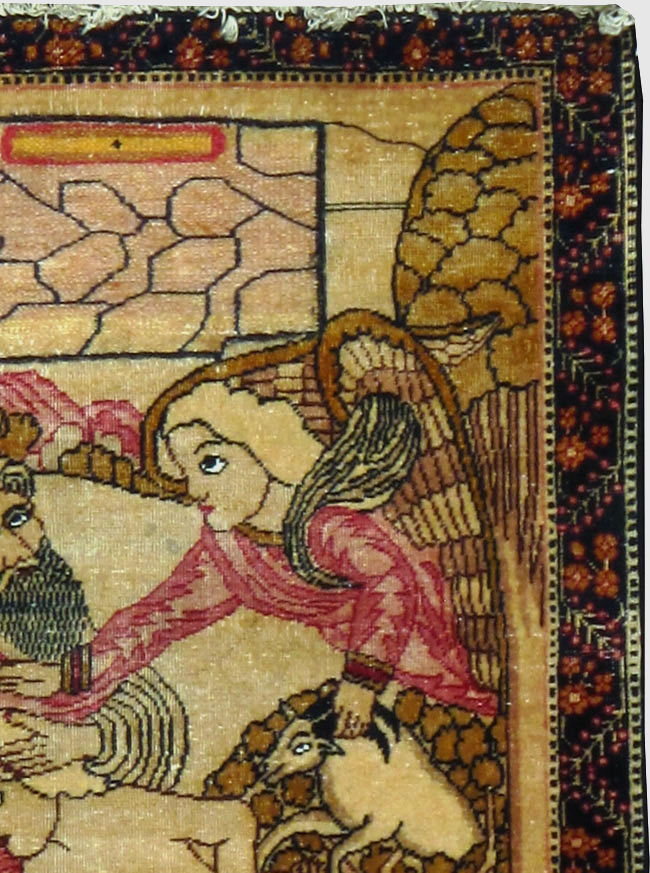 Antique Persian Lavar Kerman Pictorial Rug, No.25019 - Gss