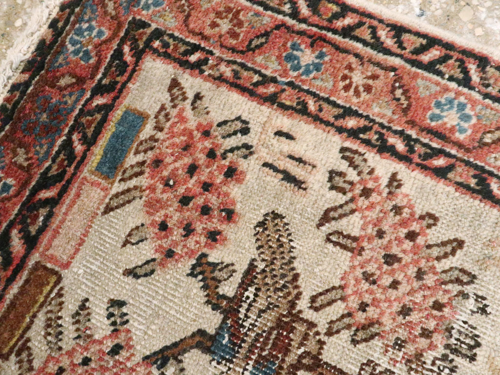Antique Persian Tabriz Distressed Pictorial Rug, No.25020 - Gss