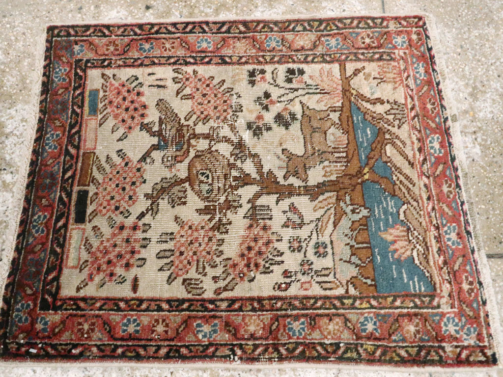 Antique Persian Tabriz Distressed Pictorial Rug, No.25020 - Gss