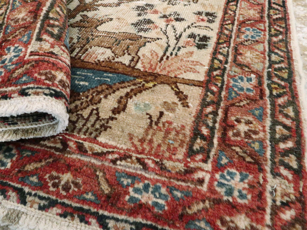 Antique Persian Tabriz Distressed Pictorial Rug, No.25020 - Gss