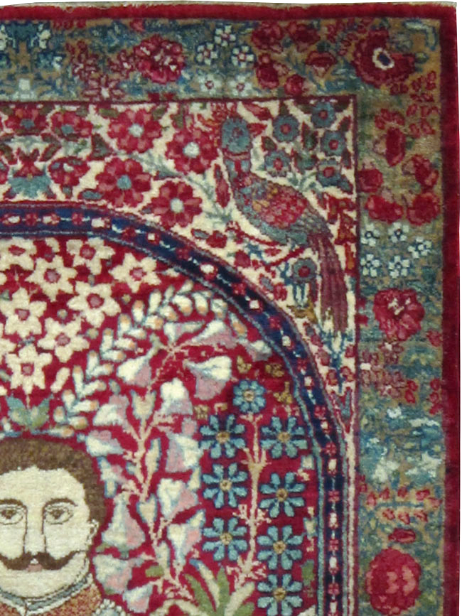 Antique Persian Lavar Kerman Pictorial Rug, No.25021 - Gss