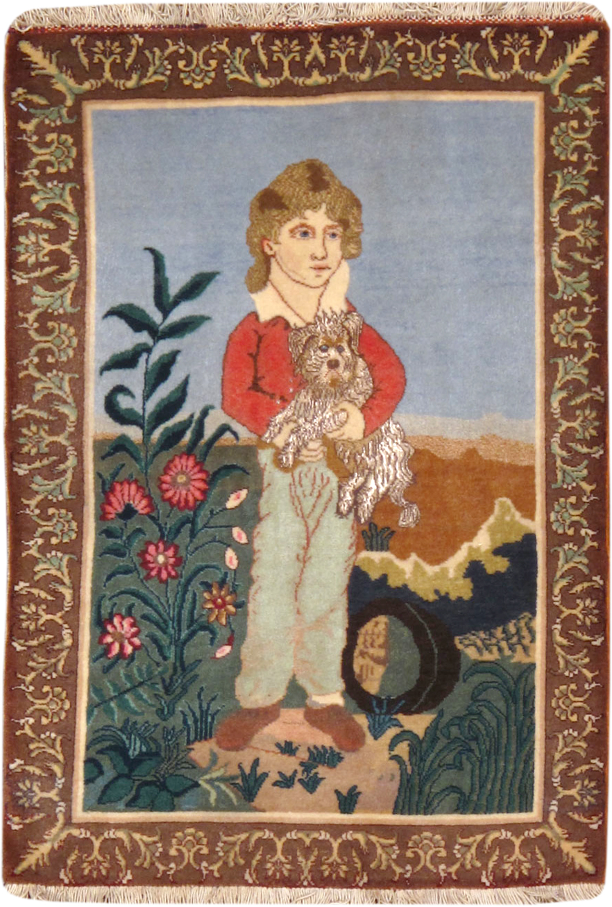 Vintage Persian Tabriz Pictorial Rug, No.25025 - Gss