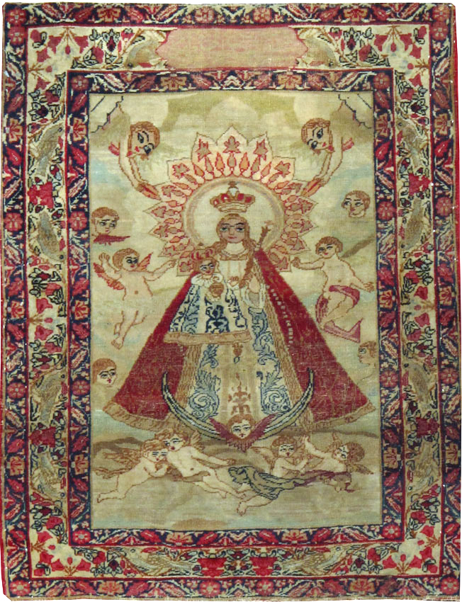 Antique Persian Lavar Kerman Pictorial Rug, No.25026 - Gss