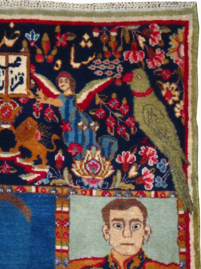 Vintage Persian Kerman Pictorial Rug, No.25030 - Gss