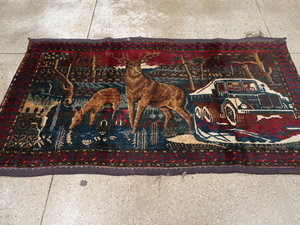 Vintage Persian Kurdish Pictorial Rug, No.25054 - Gss