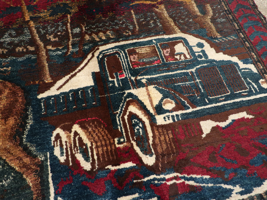 Vintage Persian Kurdish Pictorial Rug, No.25054 - Gss