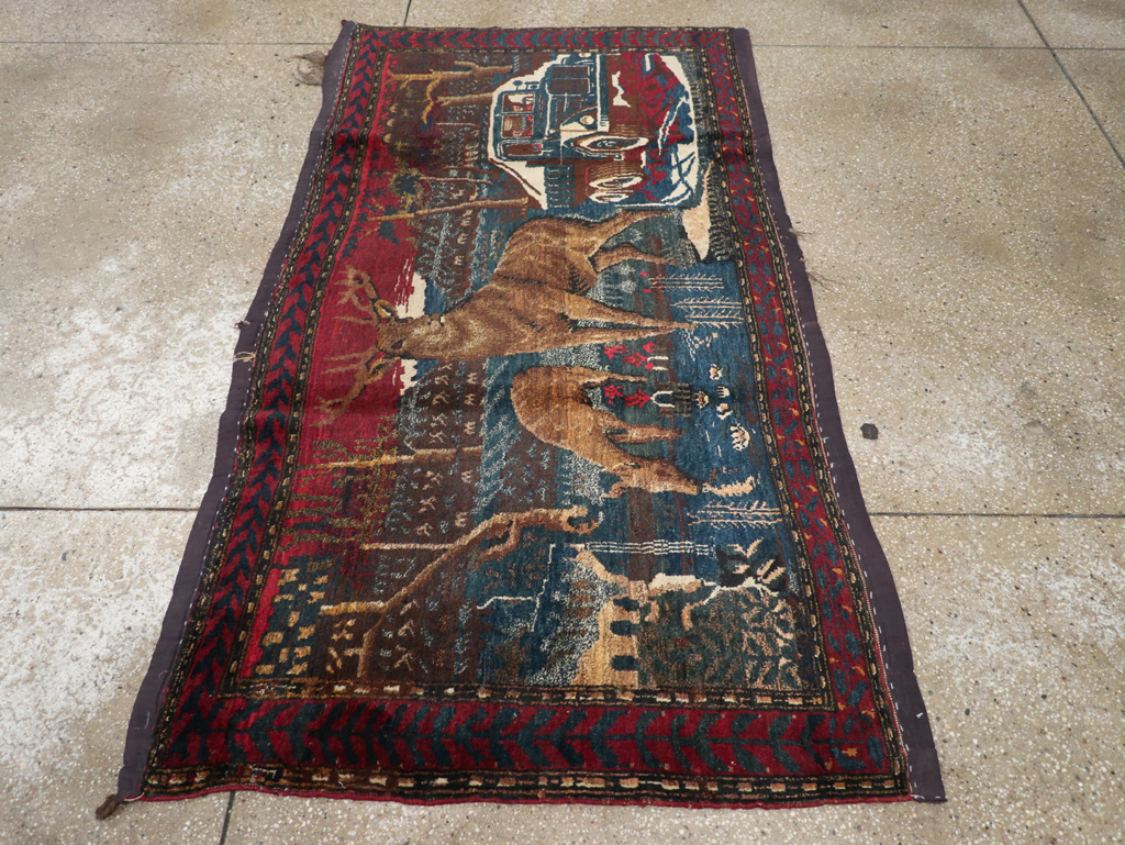 Vintage Persian Kurdish Pictorial Rug, No.25054 - Gss