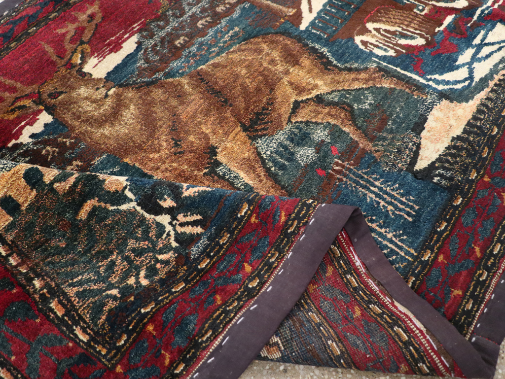 Vintage Persian Kurdish Pictorial Rug, No.25054 - Gss