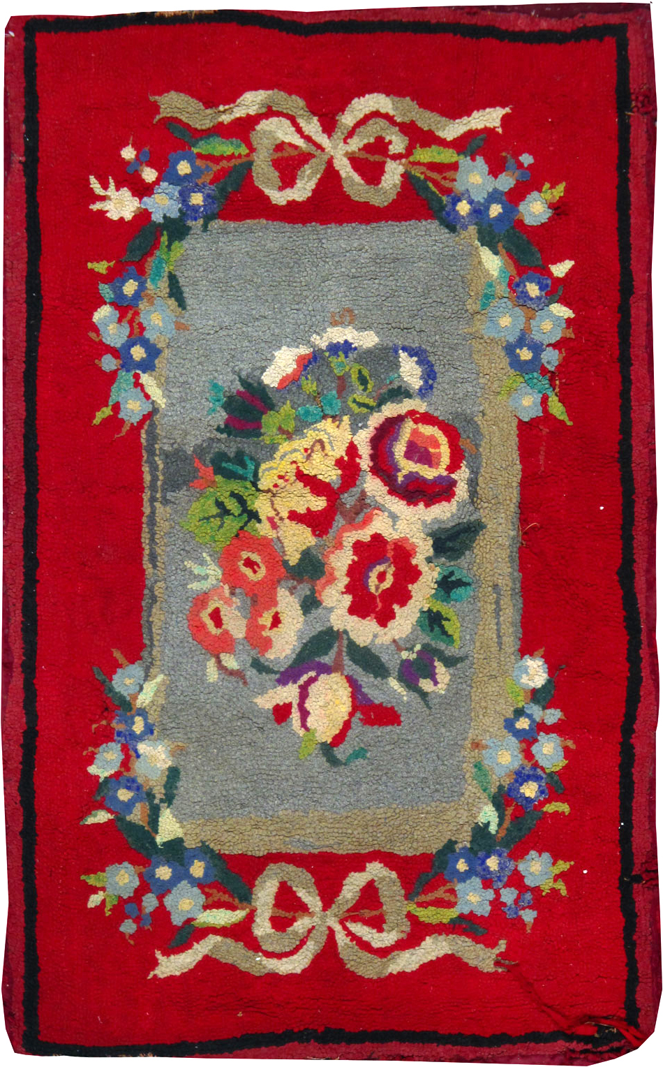 Vintage American Hooked Throw Rug, No.25061 - Gss