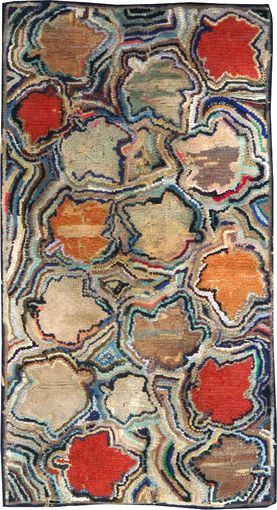 Vintage American Hooked Throw Rug, No.25068 - Gss