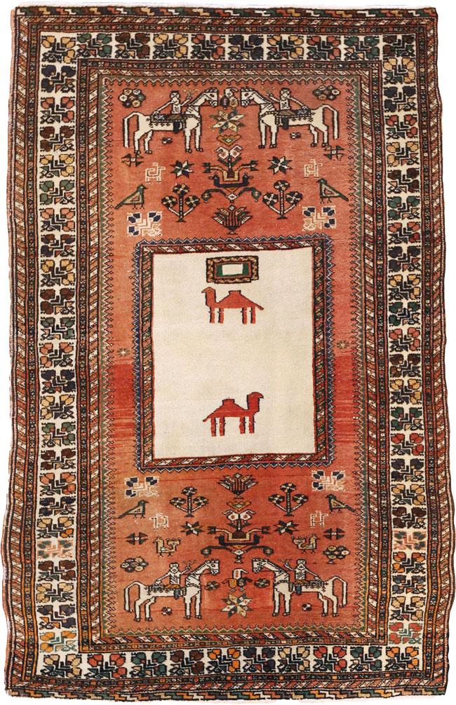 Vintage Persian Shiraz Pictorial Rug, No.25087 - Gss