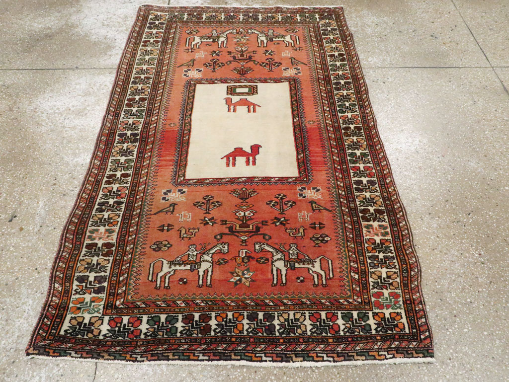 Vintage Persian Shiraz Pictorial Rug, No.25087 - Gss